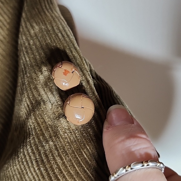 Sasson Vintage One  Button Cotton Corduroy Blazer Brown Pockets Lt brown piping - Picture 9 of 13